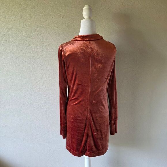 Free People Shayla Velvet Mini Dress In Terracotta Medium - Picture 3 of 6